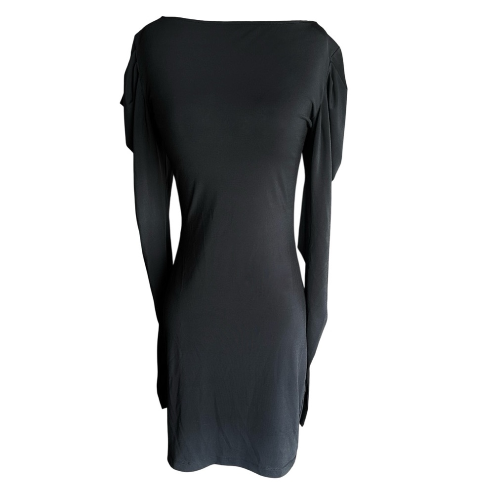 Sexy Stretch Black Puff Long Sleeve Mini Dress Party Cocktail Hot LBD Size Small